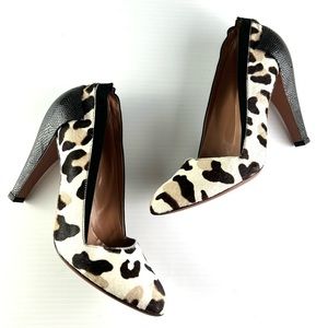 Alaia Heels womens size 7.5/37.5 leopard Pony Hair With Black Python Leather